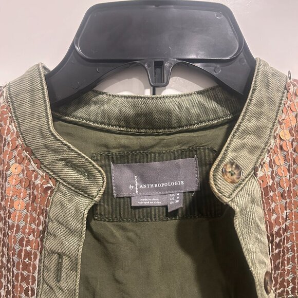 Anthropologie Olive Green Denim Button Down Shirt/Jacket Women’s Size 0 - Picture 3 of 13